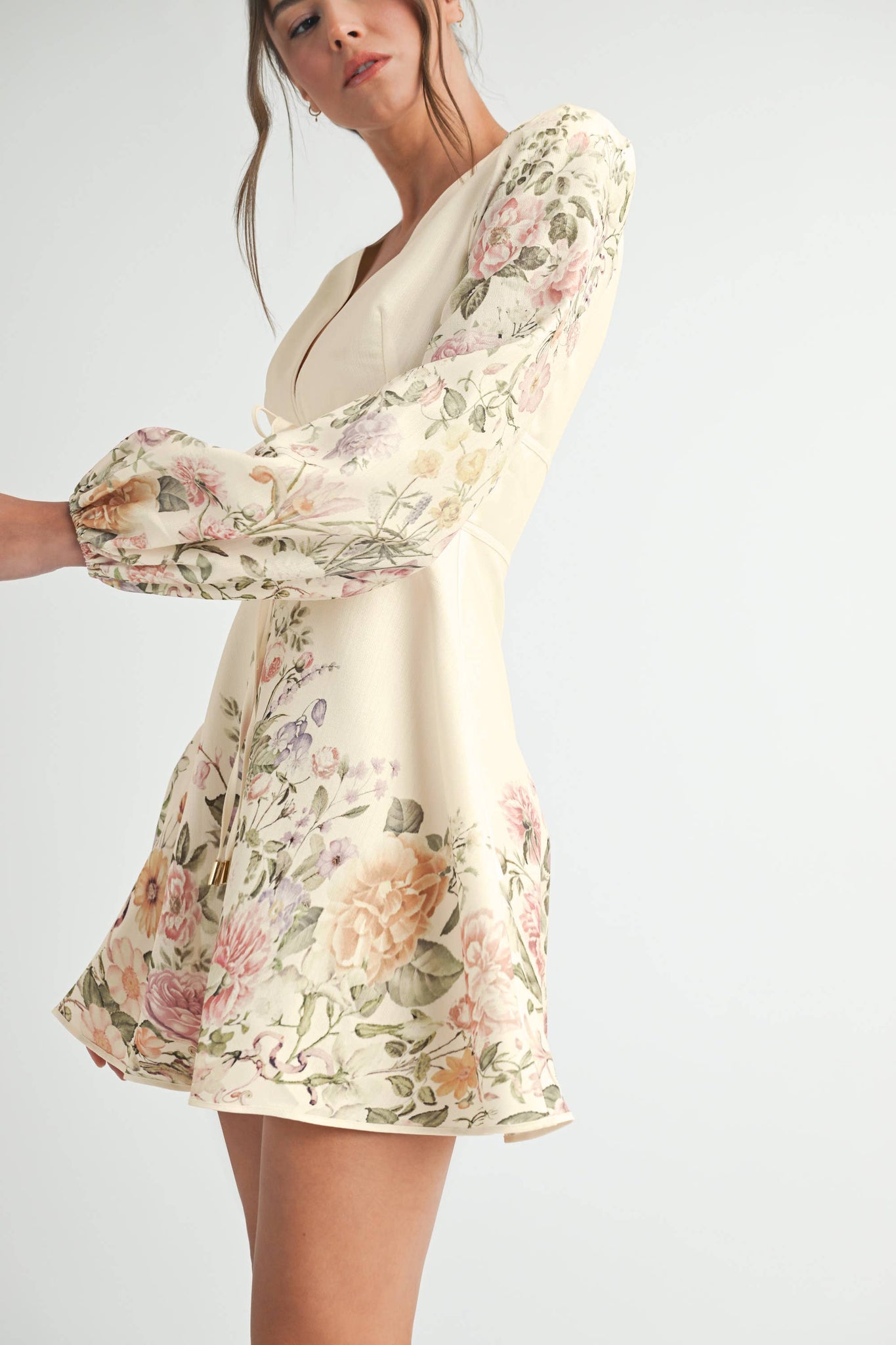 Floral Long Sleeve Mini Dress