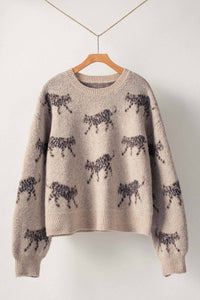 Leopard Knit Sweater- Mocha