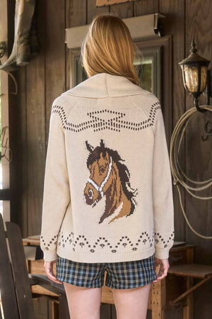 Horse Jacquard Knit Cardigan