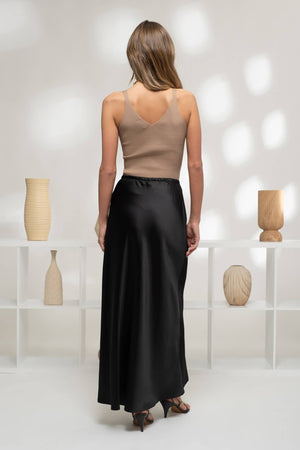 VNeck Knit Cami - Tan & Ivory