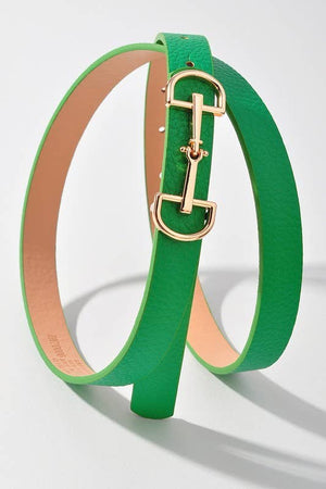 Horsebit Buckle Skinny Belt