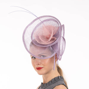 2Tone Sinamay Fascinator With 2 Quill Stick Feathers