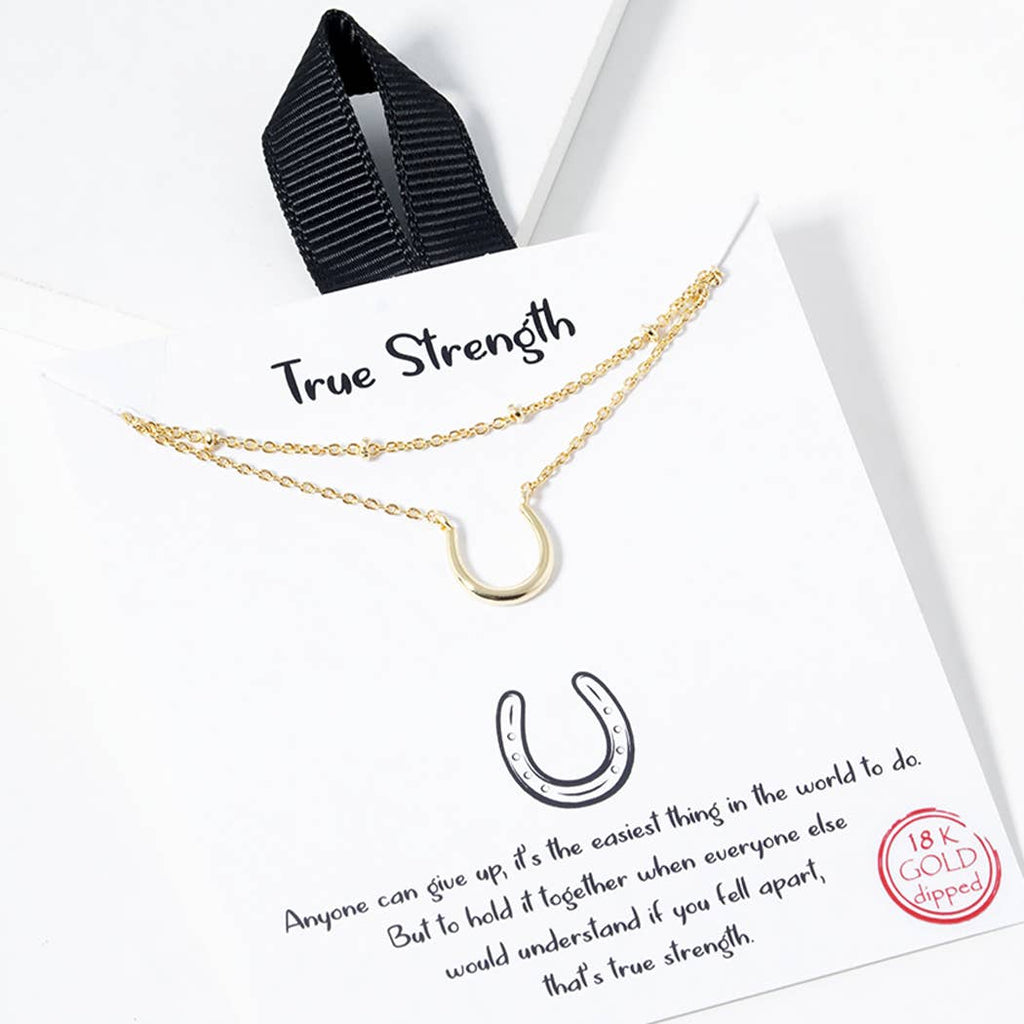Gold Horse Shoe Double Layer Pendant Necklace