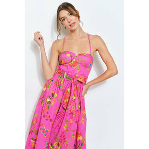 Embroidered Bustier Midi Dress