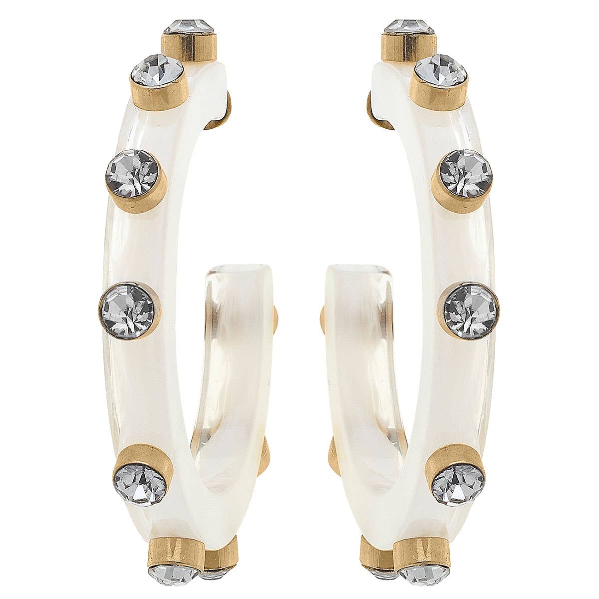 Canvas Style - Renee Resin and Rhinestone Hoop Earrings: Bubble Gum