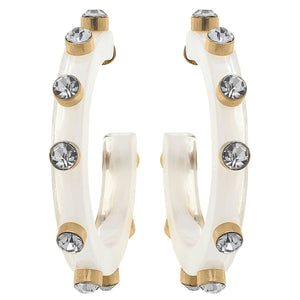 Canvas Style - Renee Resin and Rhinestone Hoop Earrings: Bubble Gum