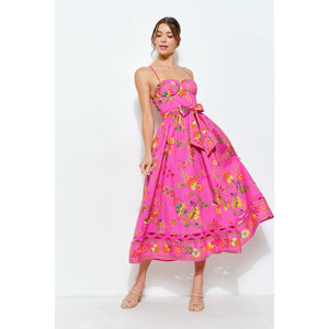 Embroidered Bustier Midi Dress