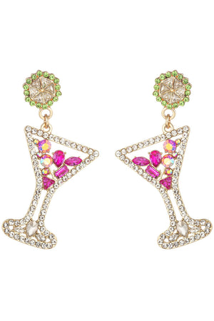 Green Martini 18K Gold Plated CZ Drop Earrings