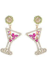 Green Martini 18K Gold Plated CZ Drop Earrings