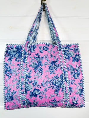 Cottage Floral Quilted Tote Bag