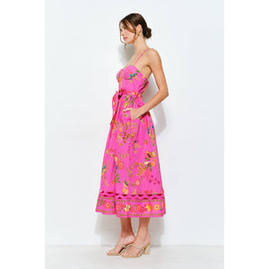 Embroidered Bustier Midi Dress