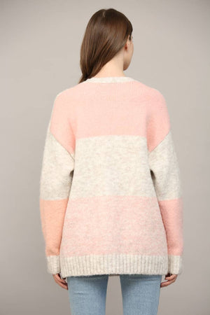 Cube Colorblock Button Closure Cardigan