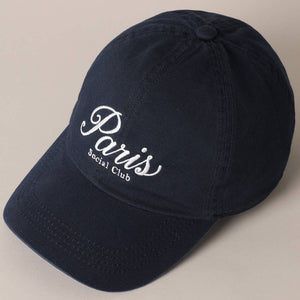 Paris Social Club Text Embroidery Baseball Cap