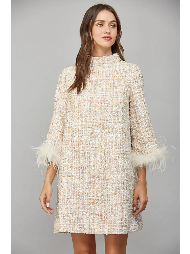 Carolyn Sequin Tweed Dress