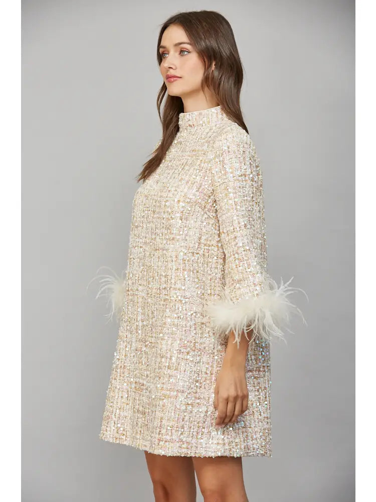 Carolyn Sequin Tweed Dress