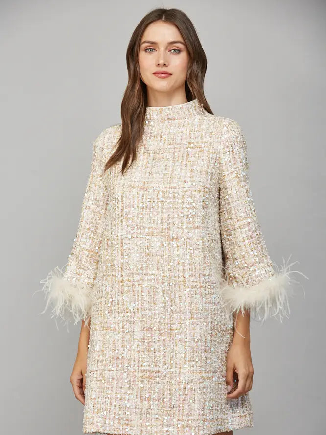 Carolyn Sequin Tweed Dress