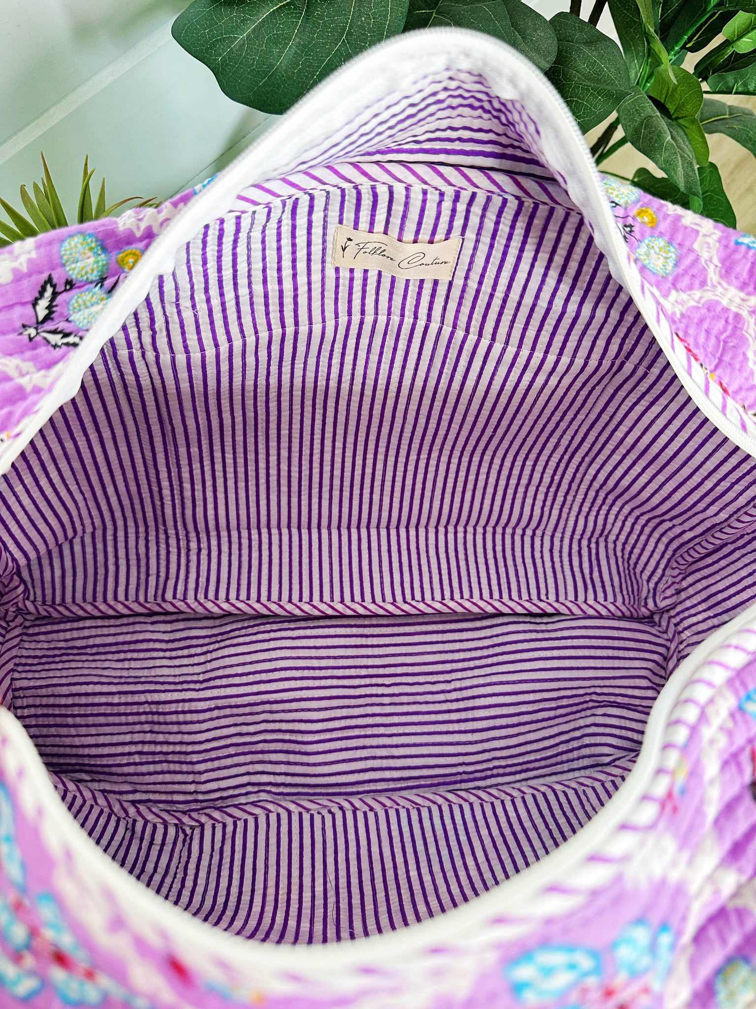 Purple Wildflowers Quilted Duffle Bag