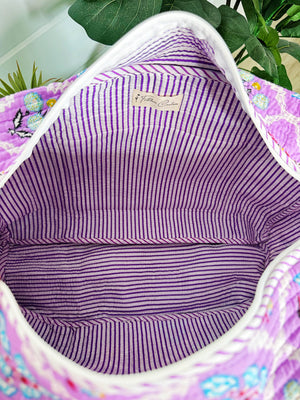 Purple Wildflowers Quilted Duffle Bag