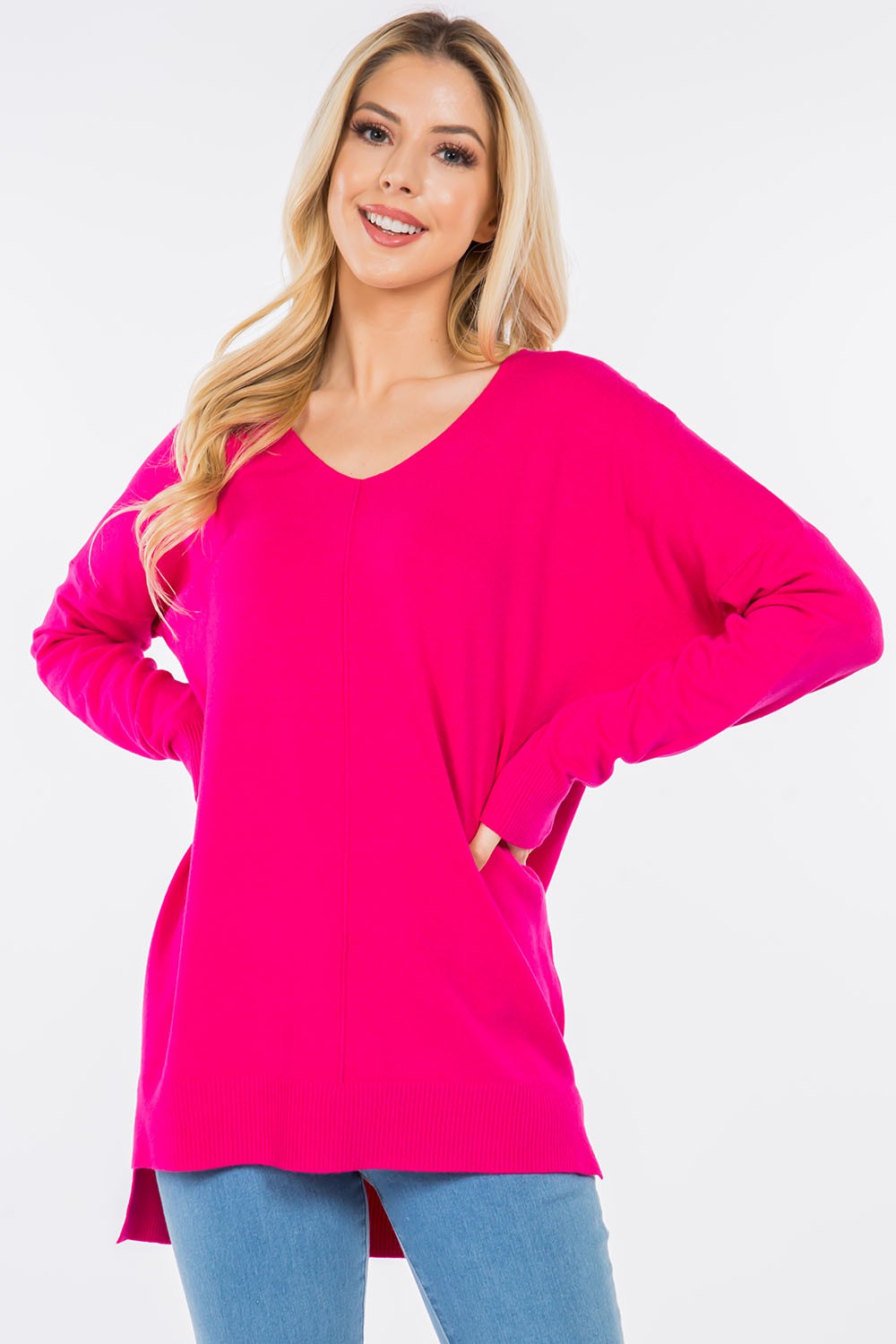 Fuschia V Neck