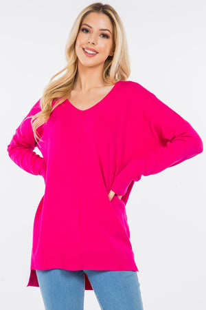 Fuschia V Neck