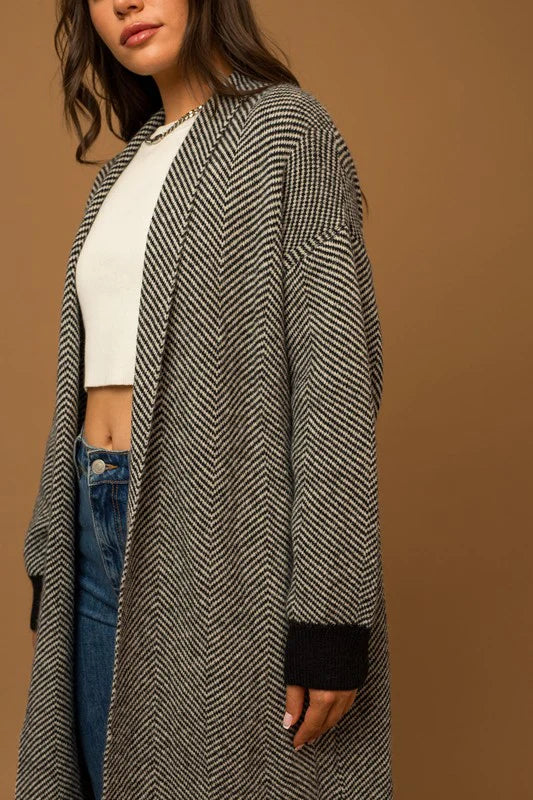 Herring Bone Sweater Cardigan