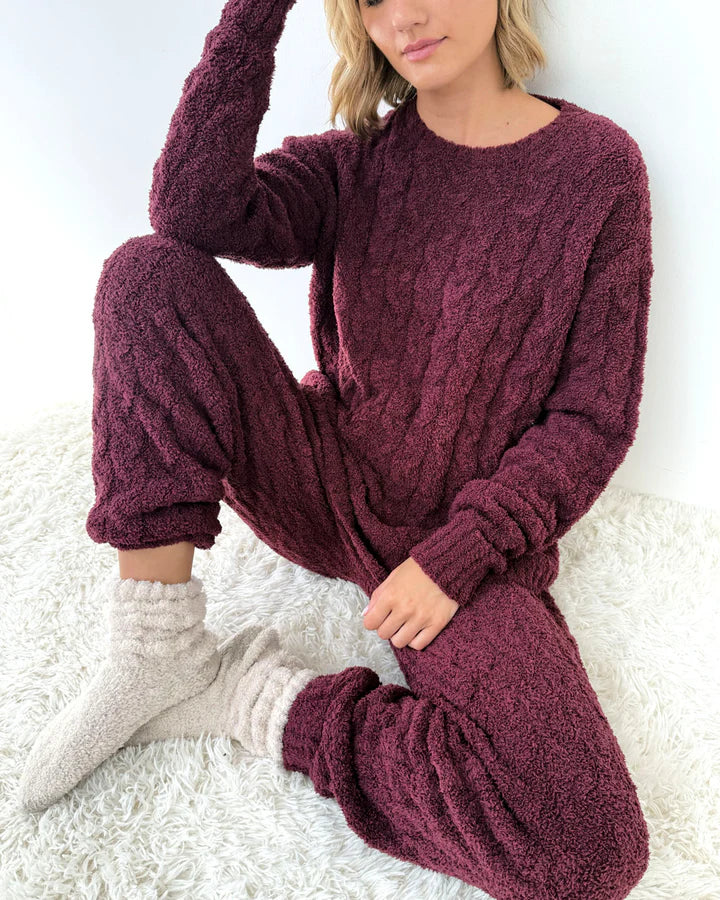 Ivory Cozy Fuzzy Cable Socks