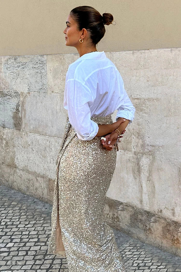 Sequin Maxi Wrap Jaspre Skirt