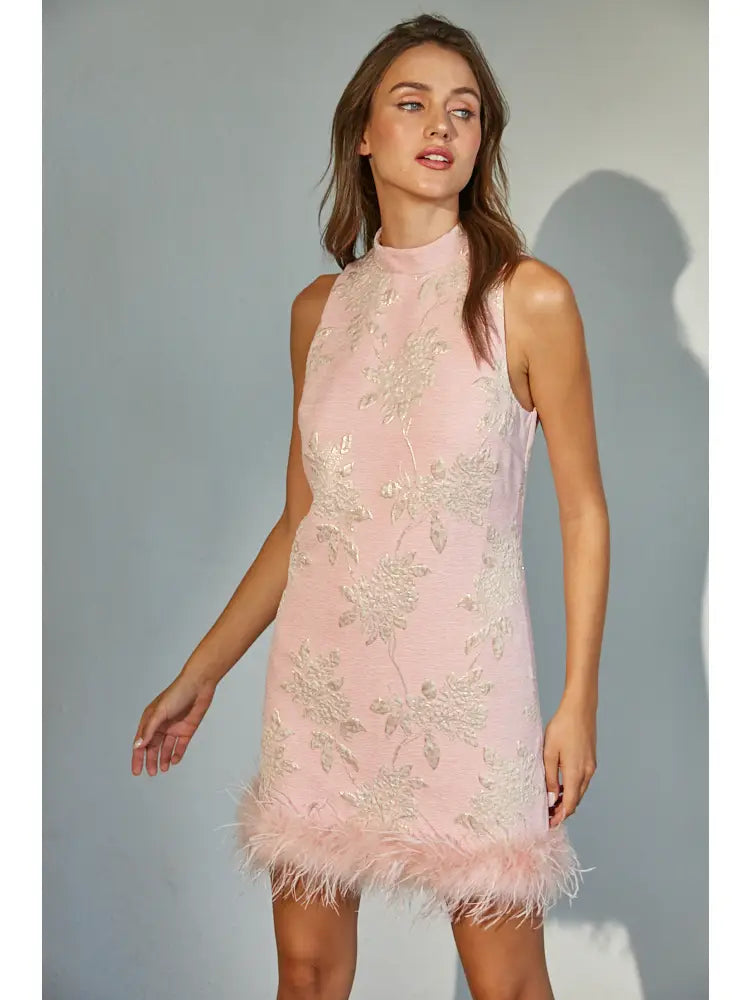 Metallic Floral Jacquard Dress