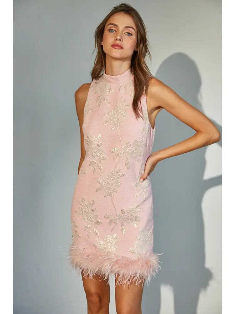 Metallic Floral Jacquard Dress