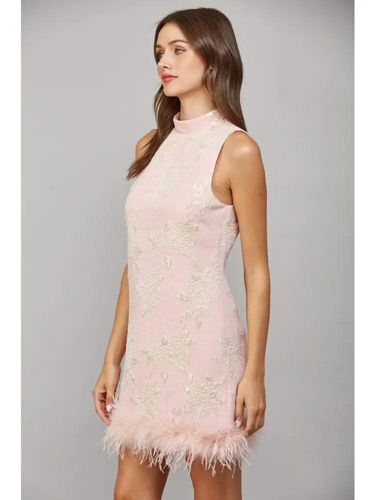 Metallic Floral Jacquard Dress