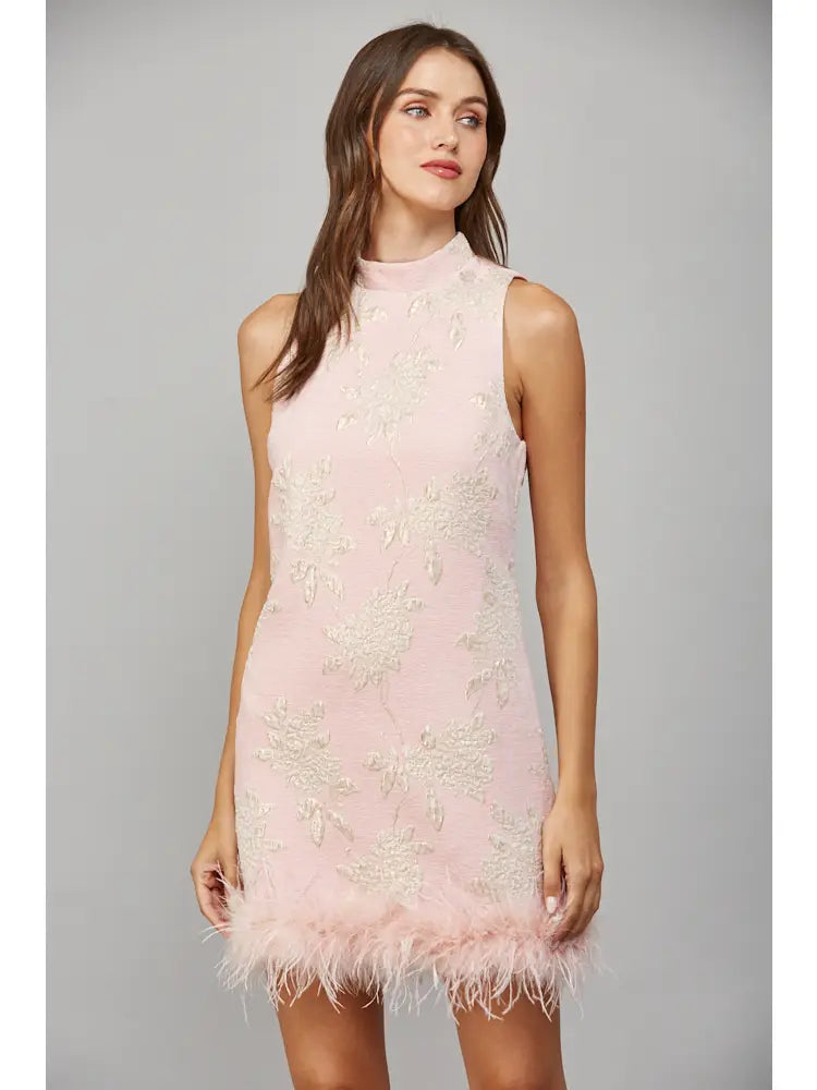 Metallic Floral Jacquard Dress