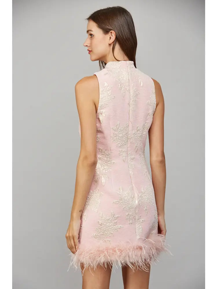 Metallic Floral Jacquard Dress