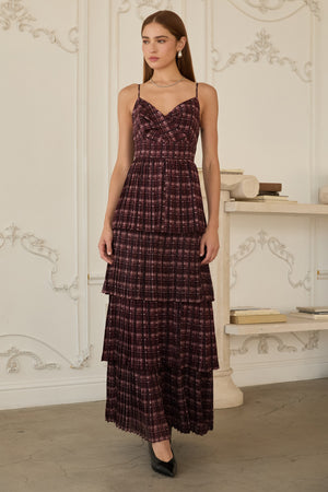 Plaid Tiered Maxi Dress