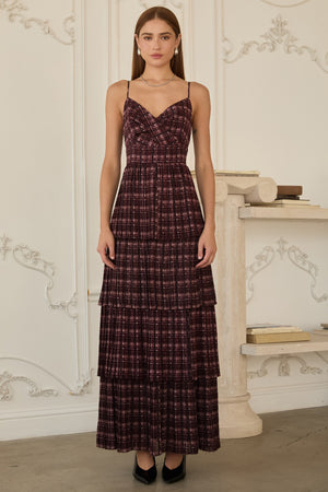 Plaid Tiered Maxi Dress