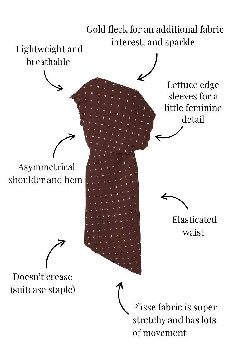 Chocolate Plisse Desiree Dress