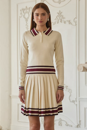 Knit Long Sleeve Polo Top