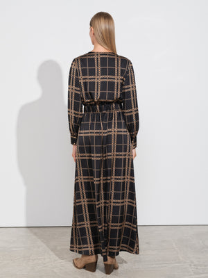 Long Printed Satin Dress