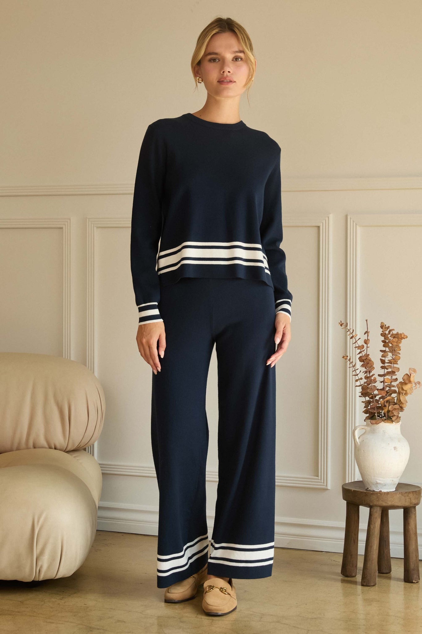 Remi Stripe Hem Knit Pants