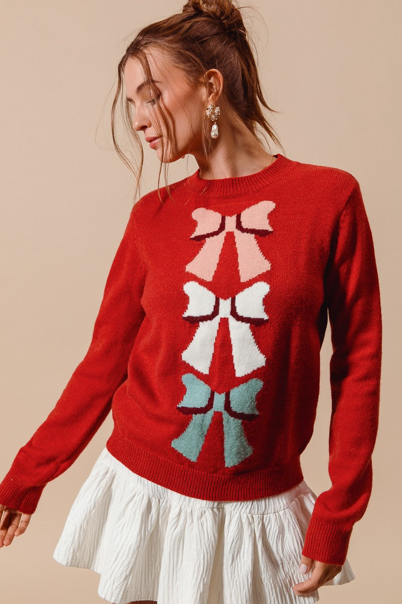 Bow Ribbon Knitted Sweater