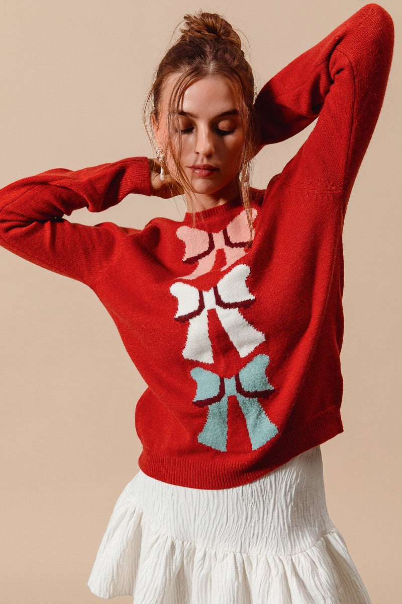 Bow Ribbon Knitted Sweater