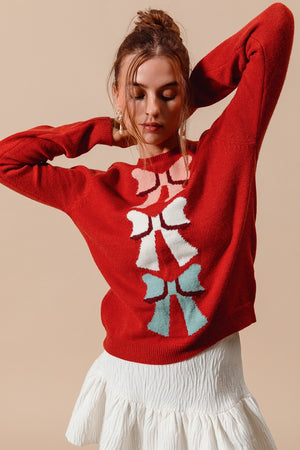 Bow Ribbon Knitted Sweater