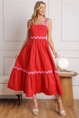 Ric Rac Trim Midi Dress