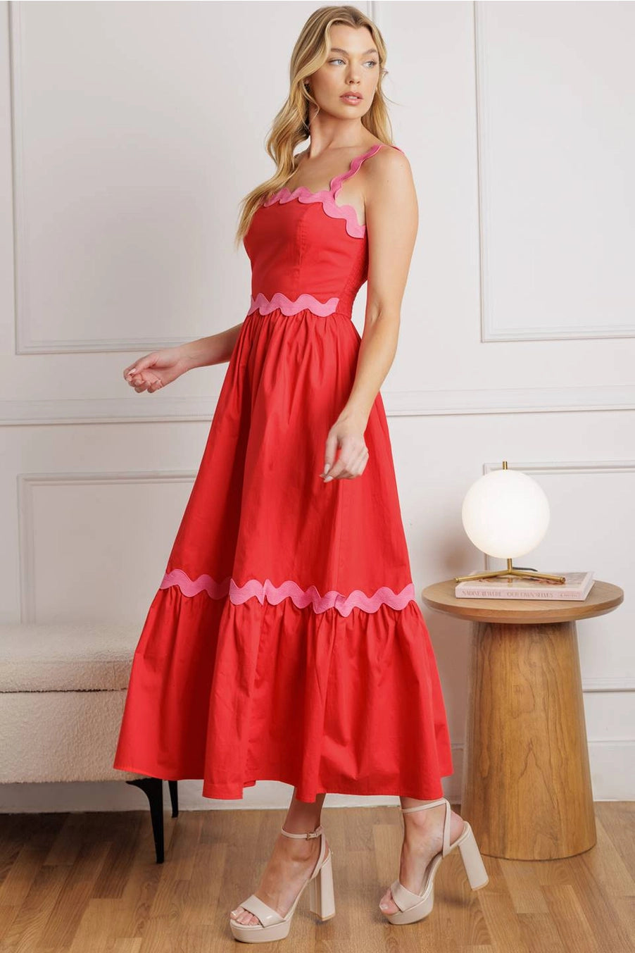 Ric Rac Trim Midi Dress