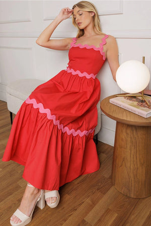 Ric Rac Trim Midi Dress