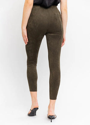 Suede Leggings - Olive