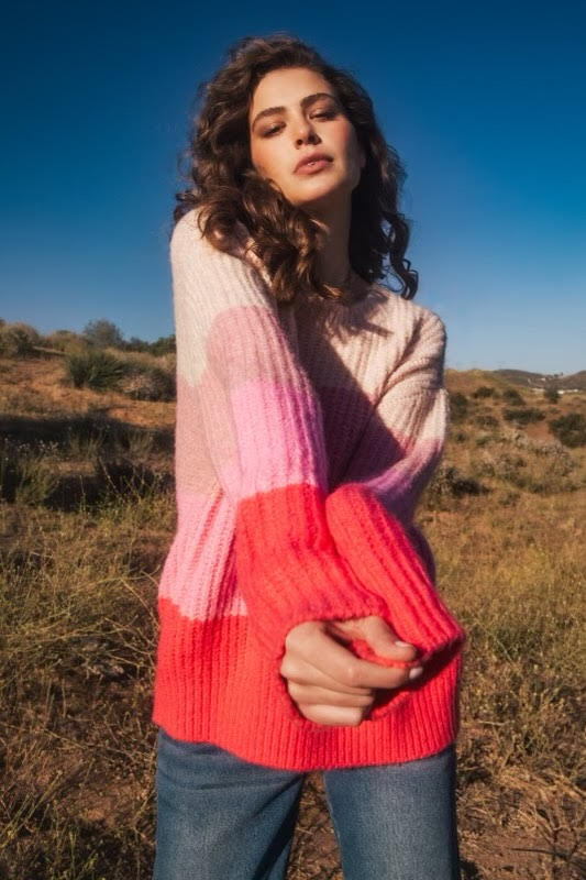 Stripe Color Block Pullover Sweater