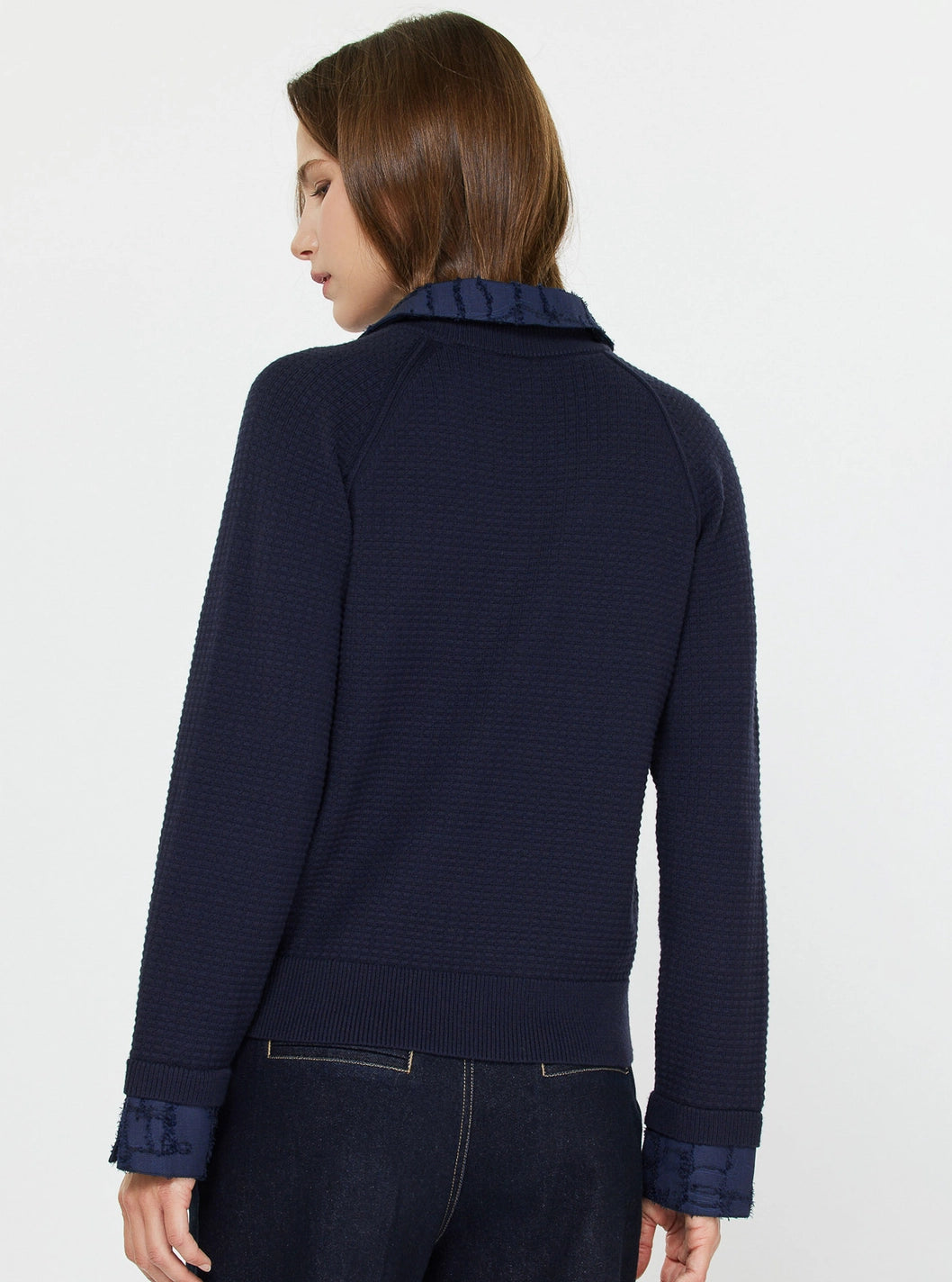 Mixed Media Collared Sweater