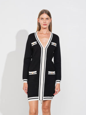 Two-tone Knit Sweater Dress
