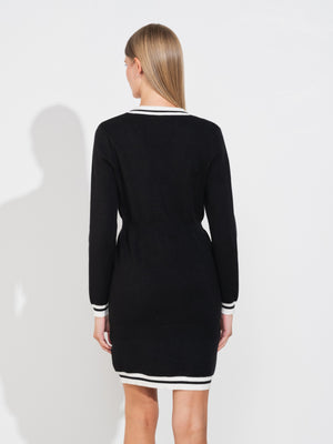 Two-tone Knit Sweater Dress