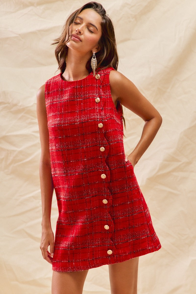 Scallop Tweed Mini Dress